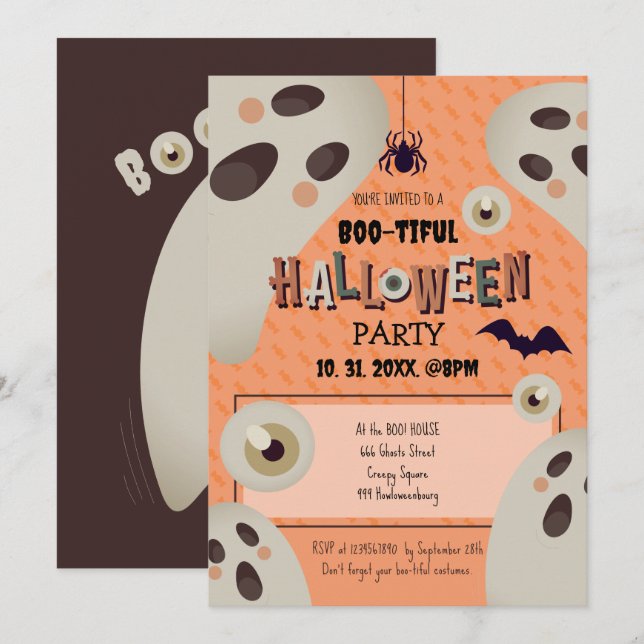 Bootiful Halloween-inbjudan Inbjudningar (Fram/baksida)