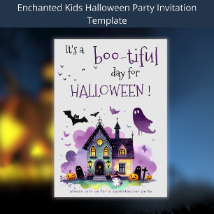 Bootiful Halloween Kids Costume Spooky Party Inbjudningar