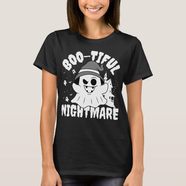 Bootiful Nightmare Halloween Ghost T Shirt (Framsida)