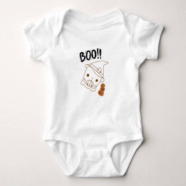 Bootiful Pumpkin Baby Bodykostym - Cute Ghost & Bo T Shirt (Framsida)