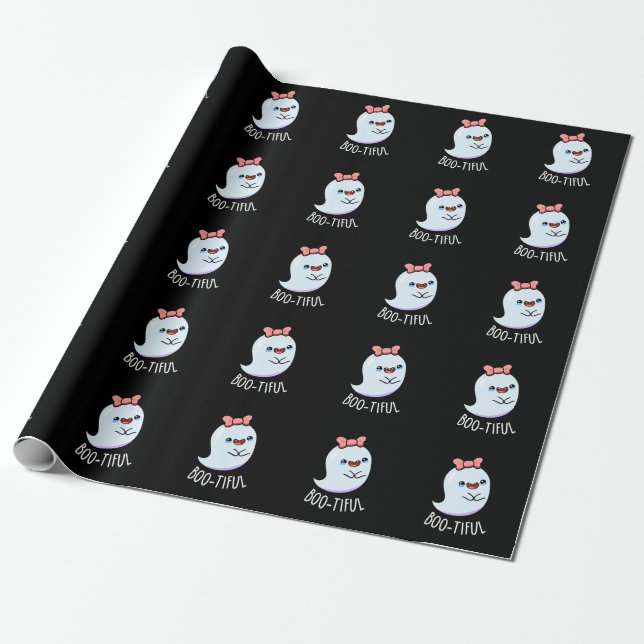 Bootiful Rolig Tjej Halloween Spök Puns  Presentpapper (Utrullad)