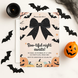 Bootiful Rosa Halloween-inbjudan för flickor Julkort