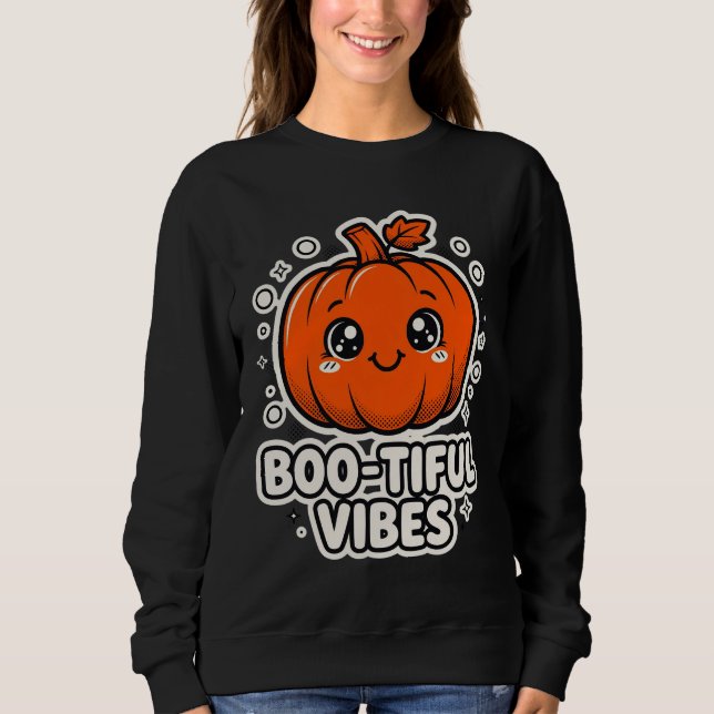 Bootiful Vibes Pun Halloween Tee (Framsida)