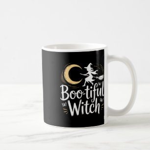Bootiful Witch Silhouette Halloween Witch Måne Kaffemugg