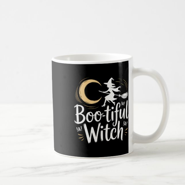 Bootiful Witch Silhouette Halloween Witch Måne Kaffemugg (Höger)