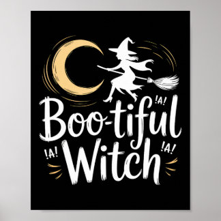 Bootiful Witch Silhouette Halloween Witch Måne Poster