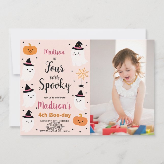 Bootike Four Kids Halloween Birthday Inbjudan (Framsida)