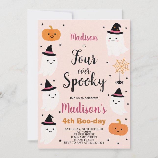 Bootike Four Kids Halloween Birthday Inbjudan (Framsida)