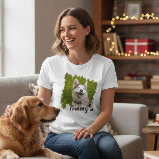 Bootleg Hund Pet Foto 90s Retro Familjekollage T Shirt