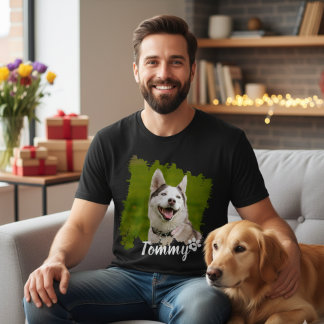 Bootleg Hund Pet Foto 90s Retro Familjekollage T Shirt
