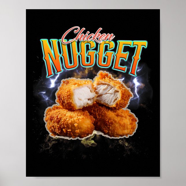 Bootleg Rap Rolig Chicken Nugget Vintage 90s  Poster (Framsidan)