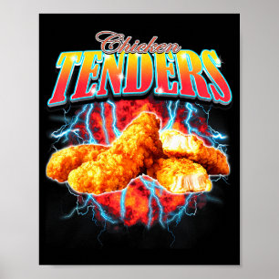 Bootleg Rap Roliga Chicken Tenders Vintage 90-tal Poster