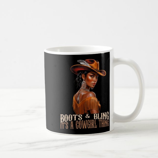 Boots &amp; Bling It's Cowgirl African Women Black Kaffemugg (Höger)