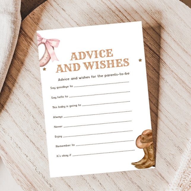 Boots and Biows Gender Reveal Advice & Wishes Game (Western Boots and Bows Game)