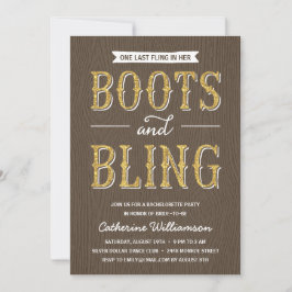 Boots and Bling | Glitter-look Bachelorette Party Inbjudningar
