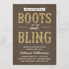 Boots and Bling | Glitter-look Bachelorette Party Inbjudningar