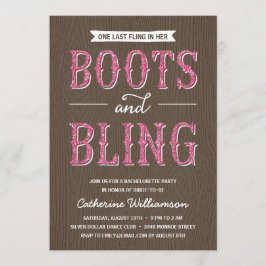 Boots and Bling | Glitter-look Bachelorette Party Inbjudningar