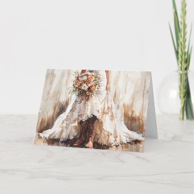 Boots and Blooms Bröllop Sentiment for Brides Kort (Framsida)