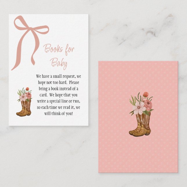 Boots and Bows Baby Girl Shower Books for Baby Tilläggskort (Fram/baksida)