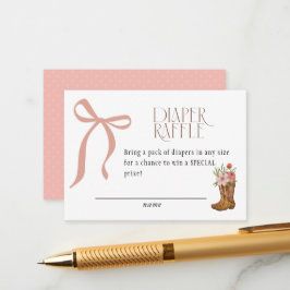 Boots and Bows Baby Girl Shower Diaper Raffle Tilläggskort