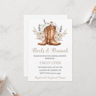 Boots and Brunch Western Bridal Shower Invitation Inbjudningar