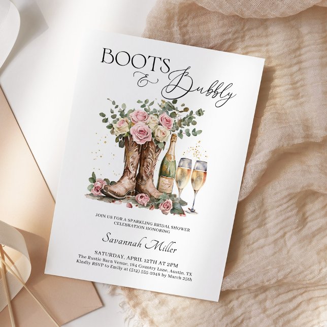 Boots and Bubbly Rustic Western Bridal Shower Inbjudningar (Skapare uppladdad)