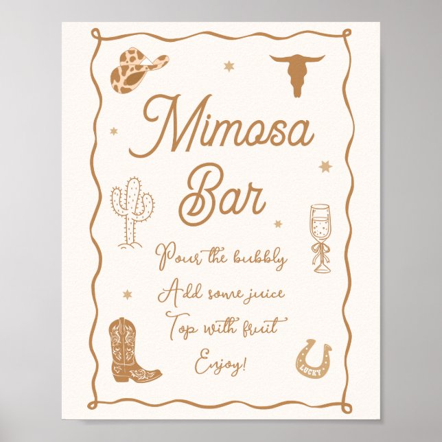 Boots and Bubby Bröllopsdusch Mimosa Bar Poster (Framsidan)