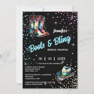 Boots Bling cowboyskor stetson glitter shine Inbjudningar