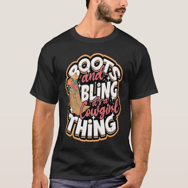 Boots & Bling It's a cowgirl thing  Cowgirls Horse T Shirt (Framsida)