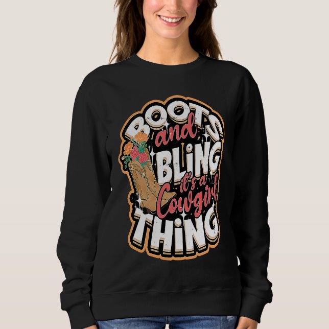 Boots & Bling It's a cowgirl thing  Cowgirls Horse T Shirt (Framsida)