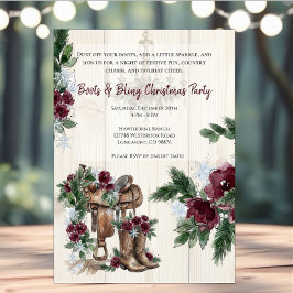 Boots & Bling Julfest Inbjudningar