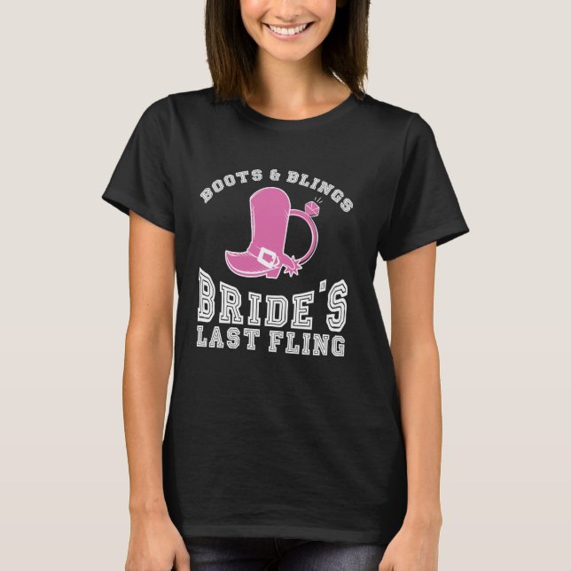 Boots Blings Brudens Sista Förflugna Möhippa T Shirt (Framsida)