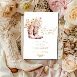 Boots Blommigt Flowers Blommigt Cowgirl Möhippa Inbjudningar