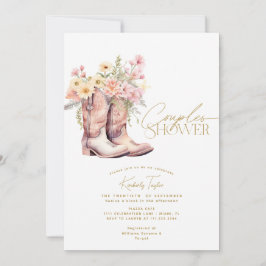 Boots Blommigt Flowers Blommigt Cowgirl Par Shower Inbjudningar