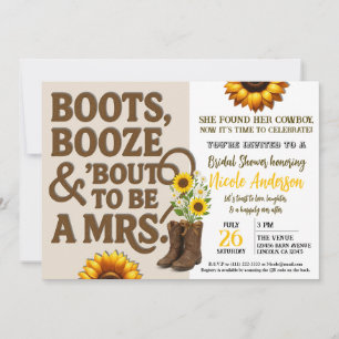 Boots Booze & Bout to be Mrs. Bröllopsdusch Foto Inbjudningar
