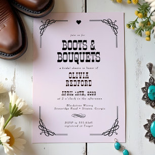 Boots & Bouquets Westerna Möhippa Cowgirl Inbjudningar