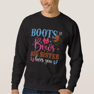 Boots Bow Big Sister Kärlek You Gender Reveal Part Lång Ärmad Tröja