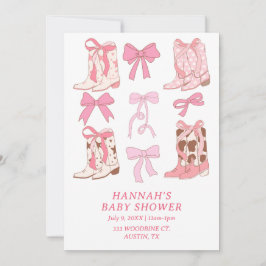 Boots & Bows Little Cowgirl Rosa Baby Shower Inbjudningar