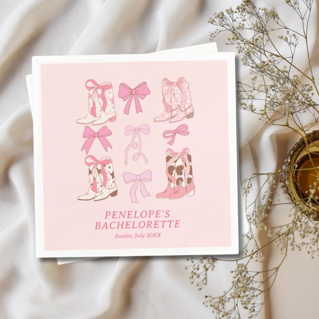 Boots & Bows Rosa Cowgirl Bachelorette Party Pappersservett (Boots & Bows Pink Cowgirl Bachelorette Party Napkins
)
