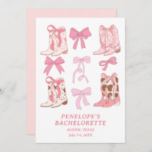 Boots & Bows Rosa Girly Bachelorette Party