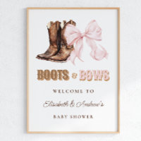 Boots & Bows TWINS Baby Shower Välkomstaffisch