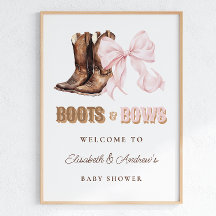 Boots & Bows TWINS Baby Shower Välkomstaffisch