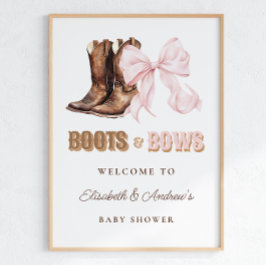 Boots & Bows TWINS Baby Shower Välkomstaffisch Poster