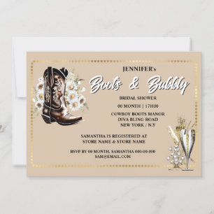 Boots bubblande cowgirl blommigt boot guld ram inbjudningar
