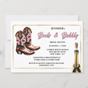 Boots bubblande rosa guld cowgirl bollar blommigt inbjudningar