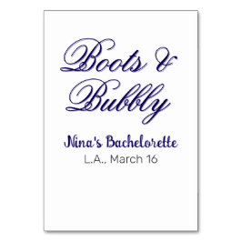 Boots & Bubble bachelorette party name purpleplace Bordsnummer