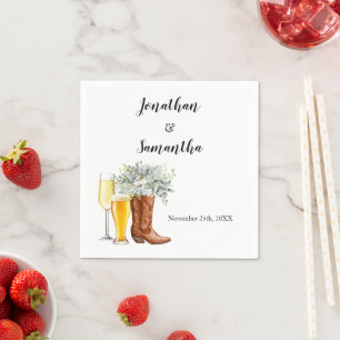 Boots Bubbles & Brews Bröllop Eucalyptus Pappersservett