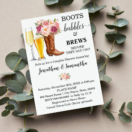 Boots Bubbles och Brews duschar rosa blommor Inbjudningar