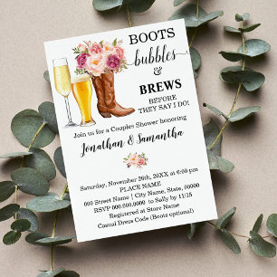 Boots Bubbles och Brews duschar rosa blommor Inbjudningar