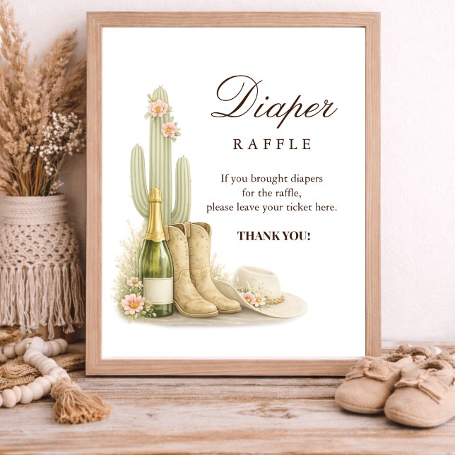 Boots & Bubbles Western Baby Shower Blöja Lotteri Poster (Skapare uppladdad)